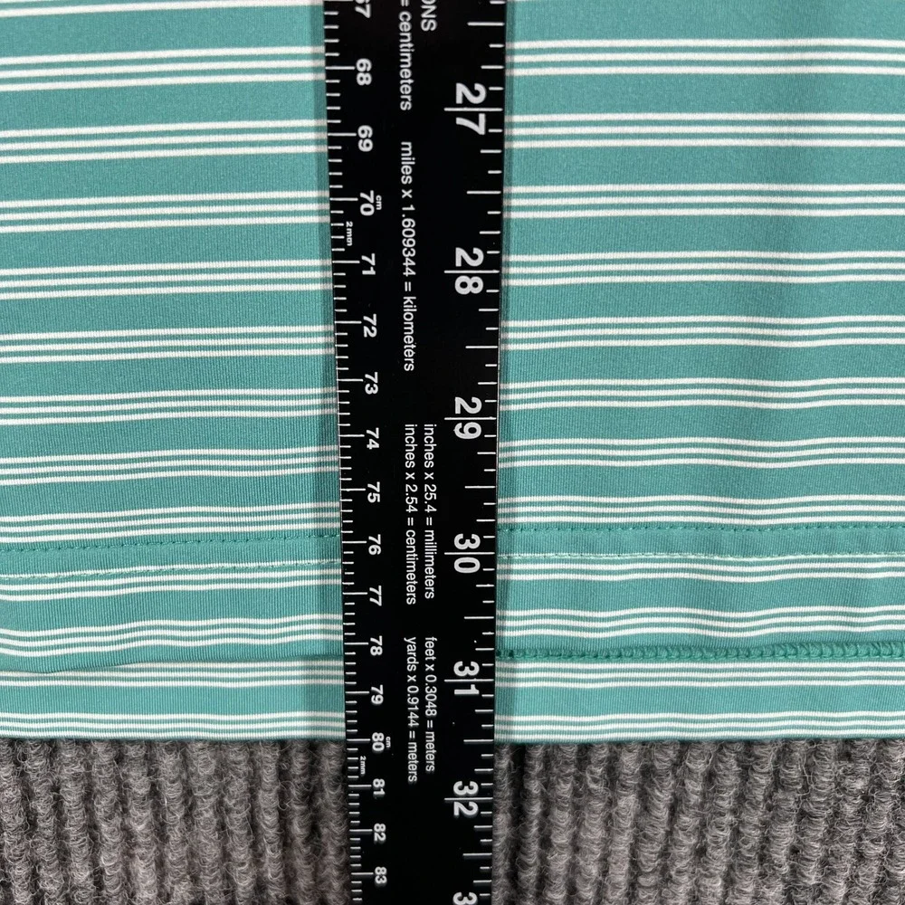 Adidas Polo Shirt Mens Large Green Striped Short Sleeve Casual Golf Outdoor
